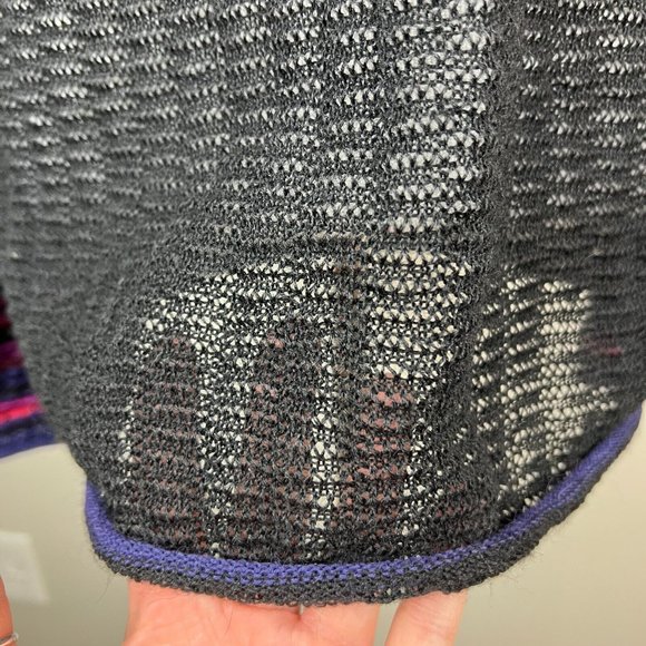 MFH Knits Sweater Womens Medium Black 100% Baby‎ Alpaca Multicolor Open Knit Top - Picture 9 of 13